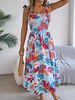 Women's Clothing Spring And Summer Flower Lace Up Waisted Suspender Dress Holiday Beach Long Dress_ecoleips.com