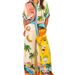 Verve 2024 Fashion Vacation Printed Short Sleeve Color Block Casual Tie Women's Set_ecoleips.com