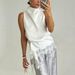 Lace Lace Turtleneck Vest Europe And America 2026 Summer New Irregular Vest Satin Sleeveless Top Women_ecoleips.com