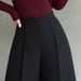 Voya European American Style Black High Women's Suit Pants,slimming Versatile,suitable For Workplace Commuting,High-end Straight-leg Flared Trousers_ecoleips.com