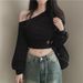 American-style Spicy Girl Waist-cinching Off-shoulder Sweatshirt For Women, Spring And Autumn Thin Korean Version Loose_ecoleips.com