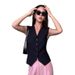 Vintage V-Neck Sleeveless Vest Women's Black Waist-Cinching Layering Top – Streetwear Chic, Summer Staple_ecoleips.com