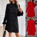 Women's Clothing early spring women's clothing lace up beaded long sleeved solid color dress female_ecoleips.com