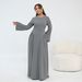 Voya Women's Plus Dress-Long Sleeve Crew Neck A-Line Dress In Premium Single-Sided Linen-Casual Modest Elegant Daily Wear For Women, Flowy & Comfortable_ecoleips.com
