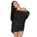 Summer Sexy Off-Shoulder Long Sleeve Bodycon Dress Solid Color Women's Independent Website Hot Selling New Product 2025_ecoleips.com