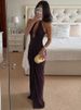 Mozision Deep V Neck Backless Sexy Maxi Dress Women Elegant Halter Sleeveless High Waist Pleated Split Club Party Long Dresses_ecoleips.com