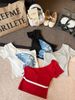 Stylish One-Shoulder Butterfly Print T-Shirt, New Summer 2026 Model, With Chest Pads, Short Sleeves, Slim Fit_ecoleips.com