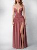 Women's Elegant Strapless Ruched High Slit Maxi Dress – Sexy Formal Party Gown For Banquet_ecoleips.com