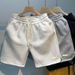 Men's And Women's Waffle Knit Basketball Shorts - Medium Casual Sports Shorts (large, American Streetwear Style)_ecoleips.com