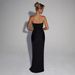 New European And American Spring/summer Women's Elegant Long Dress, Sexy Deep Tube Top, Zipper, Slim-fit, Pleated Gown_ecoleips.com