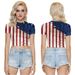 2021 New . Women's Clothing Cross-Border American Independence Day Print Slim-Fit Short-Sleeve Cropped T-Shirt_ecoleips.com