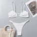 Women's Clothing Women's Two Piece Swimsuit Solid Color Suspenders Sexy Thong Bikini Swimsuit_ecoleips.com
