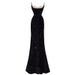 Elegant Black Mermaid Evening Gown With High Slit And Sparkling Accents For Banquet Party Performance_ecoleips.com