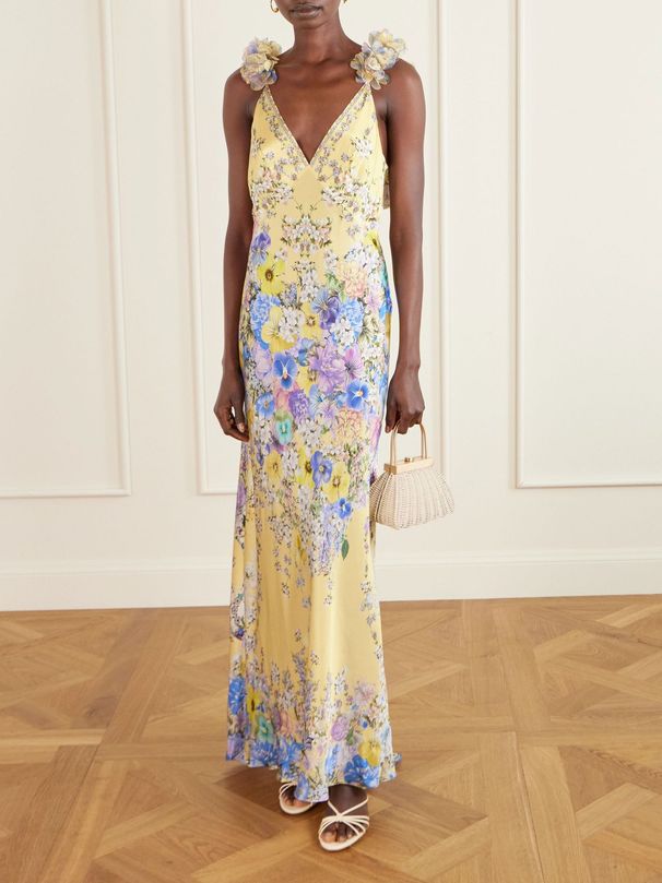 Stylish Ethnic Tribal Pattern Spaghetti Strap Open Back Floral Printed Slim Fit Boho Maxi Dress_ecoleips.com