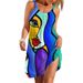 New Beach Dress Sleeveless Elegant For Women Fashion Summer Mini Strap Beach Dress Ladies Face 3d Print Dresses Bohemian Party_ecoleips.com