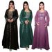 Elegant Long Sleeve Maxi Dress With Embellished Rhinestones Modest Muslim Evening Gown For Women, Plus Size A-Line Formal Dress (Green/Purple/Black)_ecoleips.com