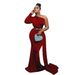 Verve K10374 Fashion Women's Long Skirt Asymmetric Neck Patch Dress_ecoleips.com