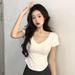 Pure Desire Wind V-neck Short-sleeved T-shirt Women's Summer New Slim And Thin Spice Girl Short Irregular Bottoming Top_ecoleips.com
