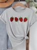 European And American Cross-border Foreign Trade Women's Clothing, Berry Pattern Printed Round-neck Short-sleeve T-shirt_ecoleips.com