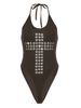 Women's Sexy Slim Fit Metal Eyelet Cross Punk Style Suspender Bodysuit Summer Top Jumpsuits Rompers_ecoleips.com