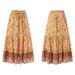 Women's Clothing Summer Floral A Line Skirt, Elastic High Waist_ecoleips.com