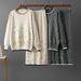French Style High-Waisted Knit Two Piece Set for Women Autumn Winter Loose Fitting Figure Flattering Heavily Studded Top And Skirt Ensemble_ecoleips.com