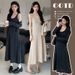 Autumn New Korean Fashion Mid-Length Vest 2-Piece Maternity Dress_ecoleips.com