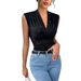 European And American Cross-border Independent Site 2026 Summer New Women's V-neck Sleeveless Top With Shiny_ecoleips.com