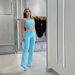 New Waffle Texture Sexy Strap High Waist Fashion Casual Long Pants Set For Women_ecoleips.com