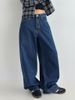 American-style Spring Vintage Blue Versatile Classic Simple Wide-leg Jeans Slimming Floor-length Pants For Women_ecoleips.com