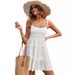 Stylish Textured Jacquard Dot Pattern Spaghetti Strap Short Dress Fashion Summer Club Outfit_ecoleips.com