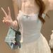 Sexy Alluring Bow-tie Sweet Top Women, One-piece Camisole With Built-in Chest Pads, Lace Mesh, Suitable For Both Inner_ecoleips.com