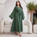 Muslim Women Solid Color Flare Sleeve Abaya Dress Kaftan Robe Femme Clothing MSL129_ecoleips.com