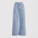 Women's Distressed Straight Leg Jeans Rhinestone Embellished Denim Pants Comfort Fit Stretch_ecoleips.com