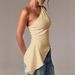 New Irregular Backless Slim Solid Color Top, Slanted Shoulder Versatile And Thin Sleeveless T-shirt_ecoleips.com