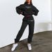 Women's Clothing Letter Print Hooded Sweatshirt Fashion Casual Fleece Trousers Suit_ecoleips.com