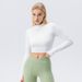 Women's High-waisted Stand-up Neck Zipper Long-sleeved Yoga Jacket Tight And Thin High-elastic Sports Fitness Clothes_ecoleips.com