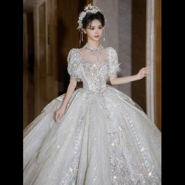 Women's Clothing Wedding Dress Bride High Quality Texture Heavy Work Luxury Long Tail Small High End Main Dress_ecoleips.com
