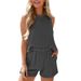 Women's Clothing Twisted Stripe Sleeveless Vest Shorts Striped Two Piece Suit_ecoleips.com