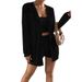 Voya Women's Casual Sexy Fashion Set, Spring And Summer Slim Fit Jacket, Strapless Top, Shorts Three Piece Set_ecoleips.com