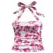 Cross-border Foreign Trade Best-selling Women's Floral Print Ruched Camisole Top For Women To Wear As Outerwear_ecoleips.com