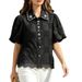 Women's Clothing Luxury Diamond Encrusted Elegant Short Sleeved Shirt For Women Loose Fit Slimming Top Perfect For Summer_ecoleips.com