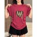Women's Ruffled Waist Cotton Short Sleeve T-Shirt With Flutter Sleeves & Curved Hem – Trendy Summer Top_ecoleips.com