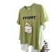 Women's Relaxed Fit Short Sleeve T-Shirt Mustard Green round Neck Casual Top for Petite And Regular Sizes Soft Summer Essential Lazy Style_ecoleips.com