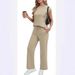 Women's Casual Two Piece Outfit Set | Loose Fit Round Neck Tank Top With Comfortable Pants_ecoleips.com