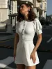 TARUXY Elegant Slim Mini Dress Women Lace Short Sleeve Doll Collar Button Splice Autumn Fashion Classic Office Dresses Female_ecoleips.com