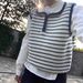 Korean-style Blue Striped Lapel Knitted Vest Women, Suitable Early Autumn, Layered Wear For Petite Figures, Sleeveless_ecoleips.com