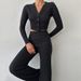 Women’s Clothing Spring Casual Suit Women's Long Sleeve Tight Cardigan Top Comfortable Shorts Home Clothing_ecoleips.com