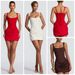 New Square Neck Sleeveless Dress – High Waist Wrap Detail Bodycon Mini Dress With 3D Pleats (White/Brown/Red, S-XL)_ecoleips.com