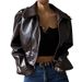 Vintage-Inspired PU Leather Jacket For Women – Stylish Zip-Up Collar, Slim Fit, Retro Casual Outerwear (Brown/Navy/Burgundy)_ecoleips.com